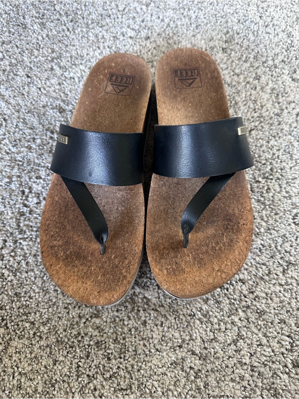 Reef Women’s Black Cork Footbed Thong Sandals - Picture 2 of 7